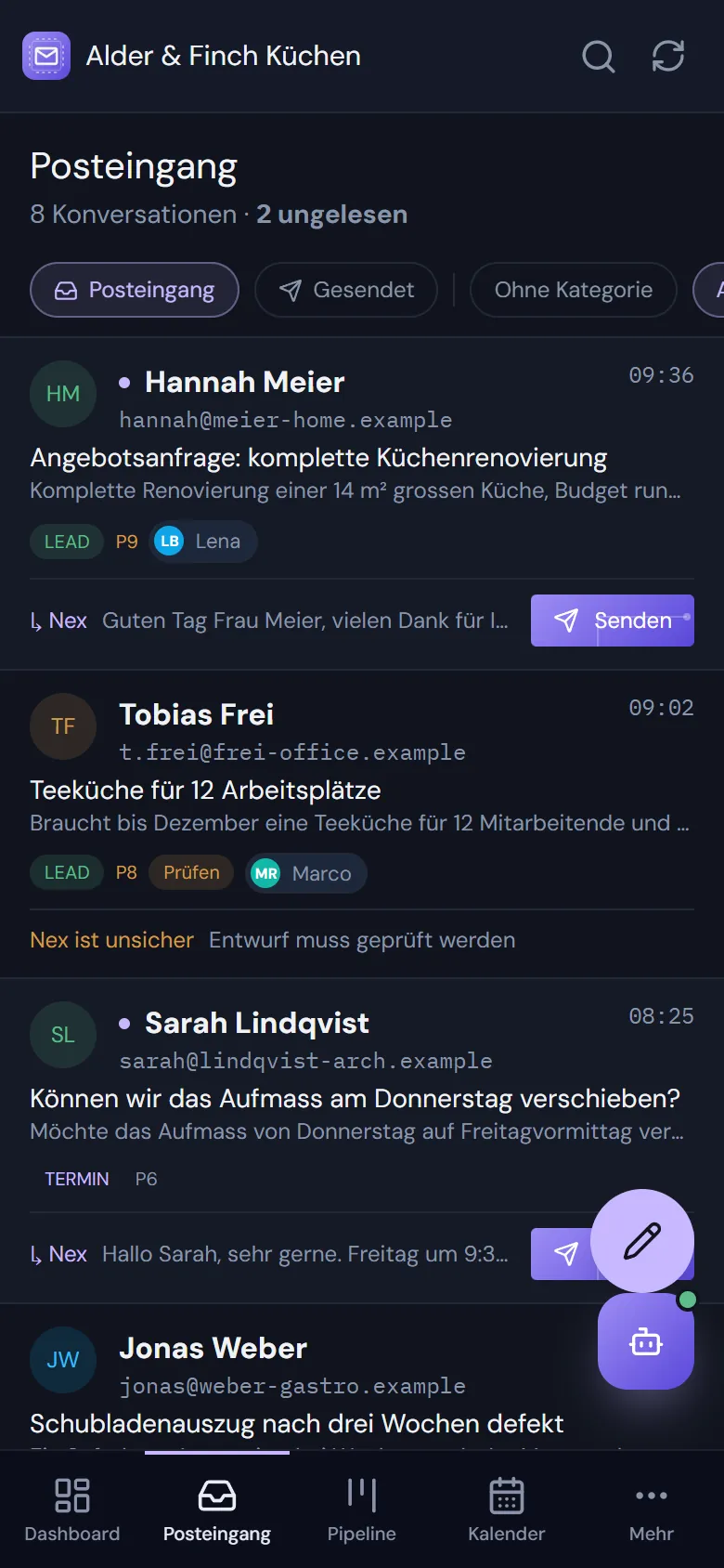 Der Nexlify-Posteingang auf dem Handy.